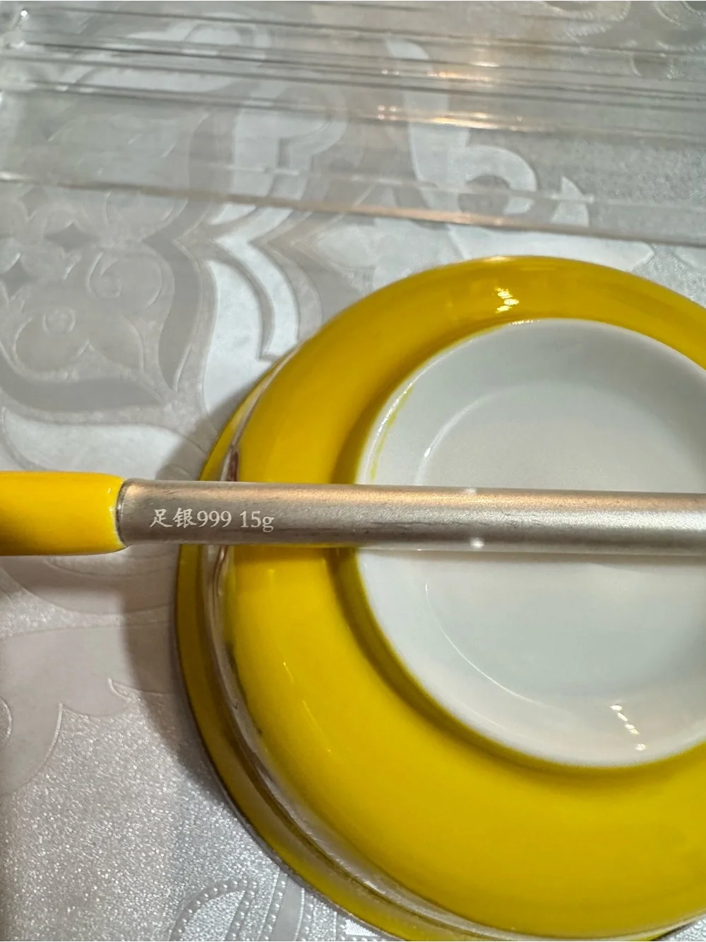 999 Fine Silver & Porcelain Bowl + Chopsticks Set – 80g Pure Silver